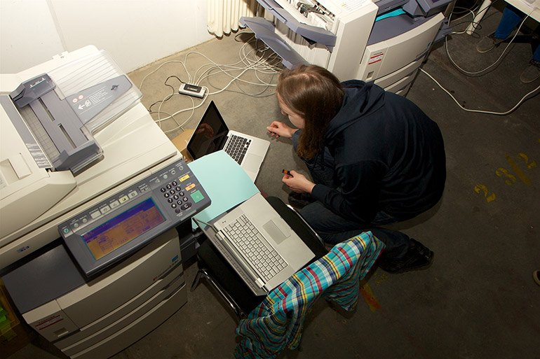 Michael hacking the system.